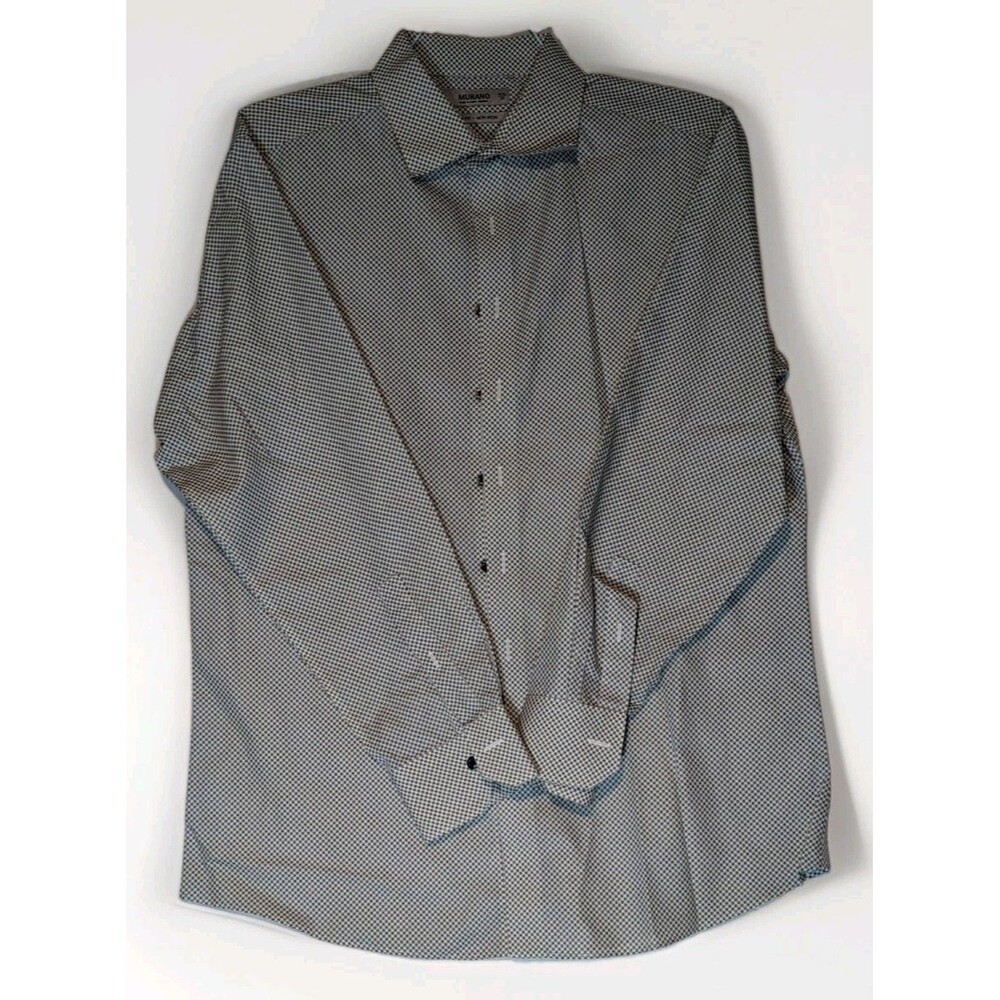 Murano Mens Button Down Shirt  Black  and white Long Sleeve Size 34